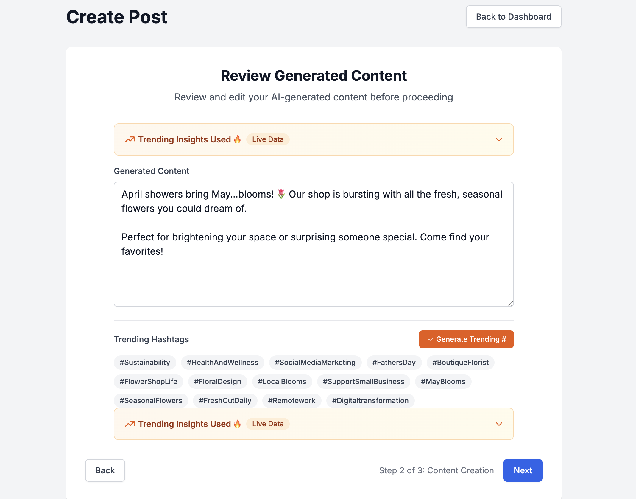 AIPostPro post creation — step 4